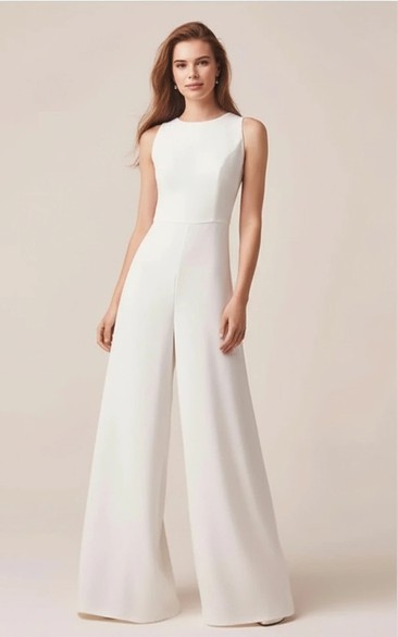 Sleeveless Slim Fit Wide Leg Wedding Jumpsuit