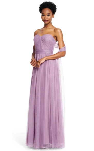 Sheath Pleated Sweetheart Tulle Bridesmaid Dress With Ruching And Bow