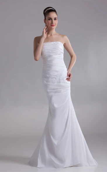Impressive Sleeveless Trumpet Taffeta Strapless Wedding Dresses