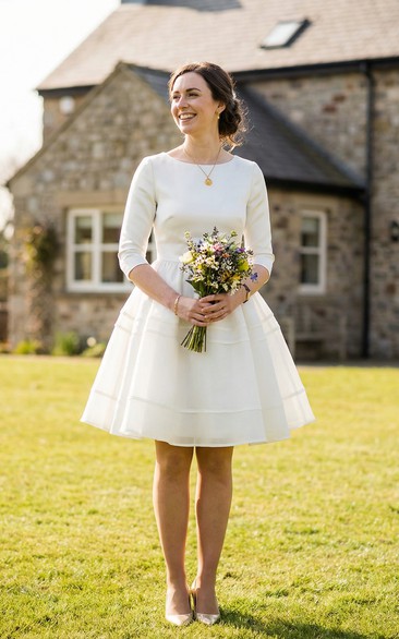 Plus Size Short Civil Wedding Dress with Sleeves