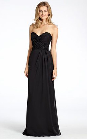 Sheath Sweetheart Sleeveless Appliqued Chiffon Bridesmaid Dress With Low-V Back