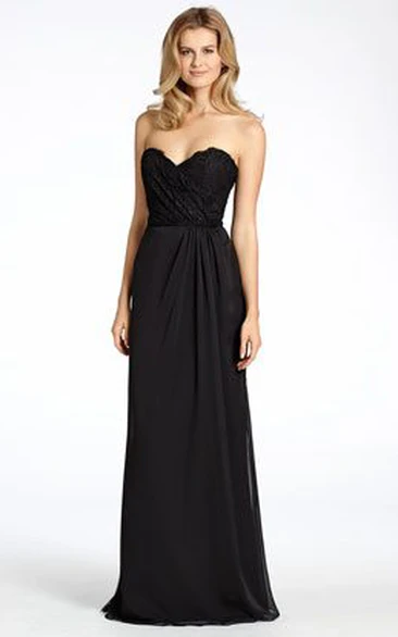 Sheath Sweetheart Sleeveless Appliqued Chiffon Bridesmaid Dress With Low-V Back