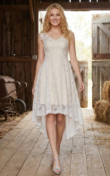Short Asymmetrical Lace Wedding Dress