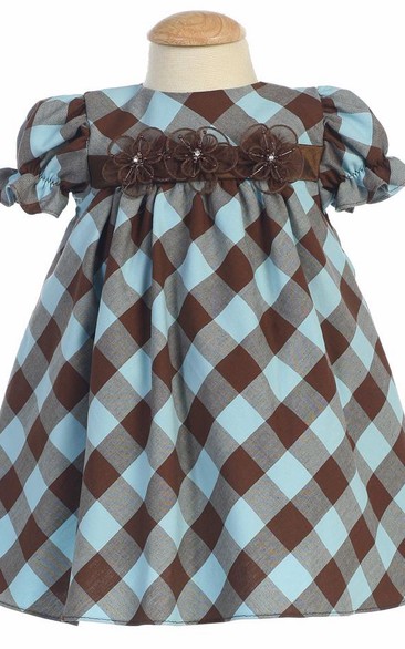 Tea-Length Cap-Sleeve Flower Girl Dress