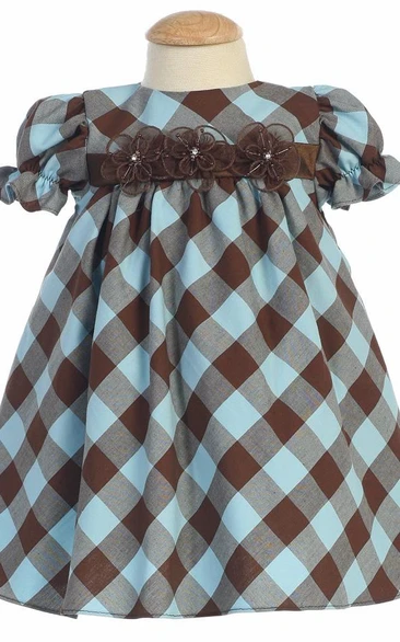 Tea-Length Cap-Sleeve Flower Girl Dress