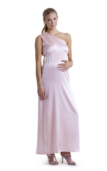 One-shoulder Long Satin Dress