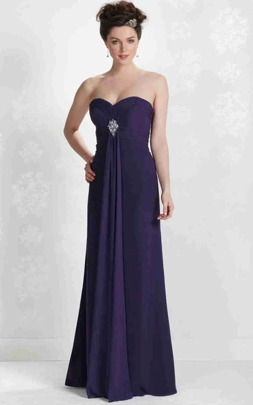 Ruched Sweetheart Sleeveless Chiffon Bridesmaid Dress With Draping And Beading