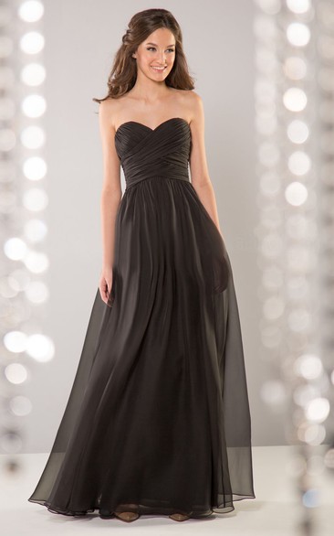 Sweetheart Floor-Length A-Line Gown With Crisscrossed Ruches