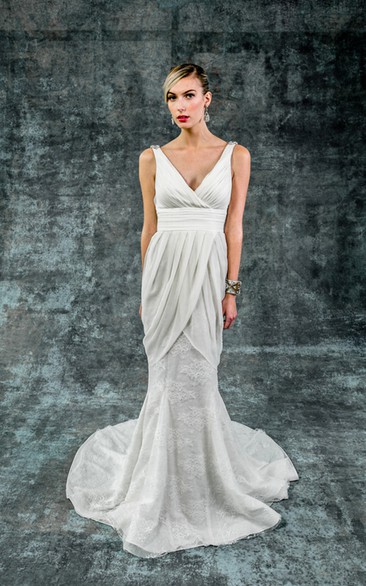 Criss Cross Ruching Tulle Dress With Tiers