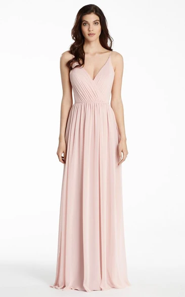 Spaghetti Chiffon Bridesmaid Dress With Ruching