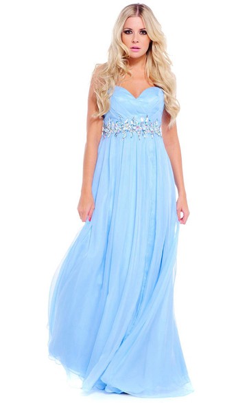Sleeveless Jeweled Sweetheart Chiffon Prom Dress