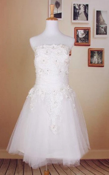 Tulle Short A-Line Sleeveless Dress With Lace Appliques and Beadings