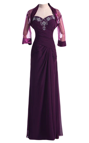 Sweetheart Chiffon Gown With Matching Jacket
