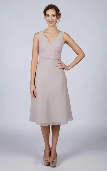 V Back V Back A-line Chiffon Short Dress Silver