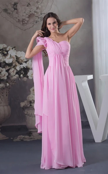 Pastel Chiffon Asymmetrical Pleats and Dress With Ruching