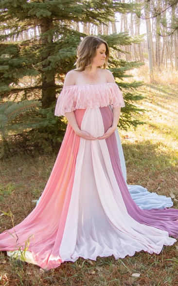 A-line Bat Long Sleeve Empire Maternity Dress