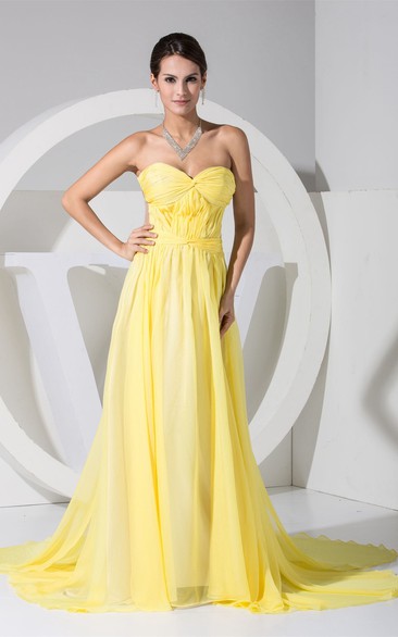 Sweetheart Pleated Chiffon Dress With Ruching Backless Design
