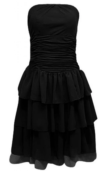 Strapless Ruched Wedding Dress With Layered Ruffle