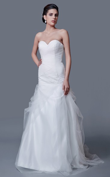 Dramatic Sweetheart A-line Tulle Gown With Ruching
