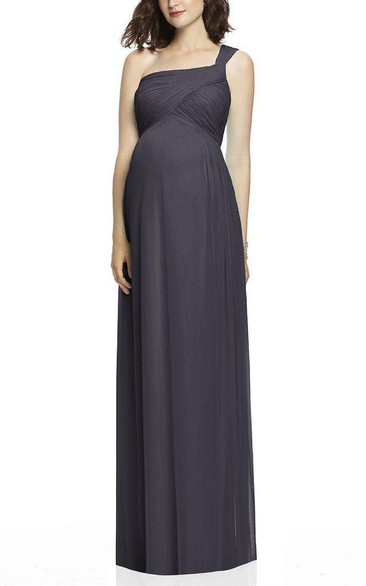 One Shoulder Ruched Chiffon Bridesmaid Dress