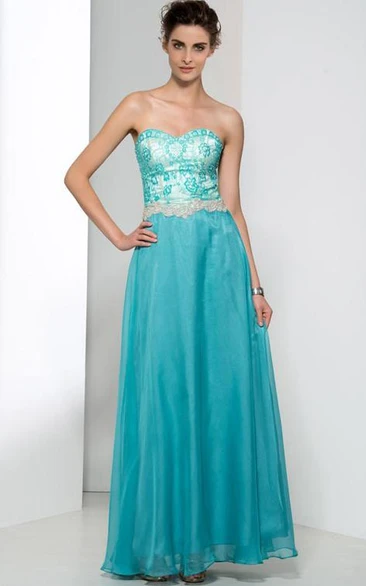 A-Line Sweetheart Beading Lace Prom Dress