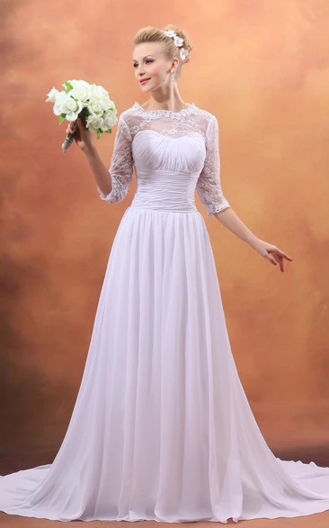 Sweetheart Chiffon Pleating Dress With Brush Train