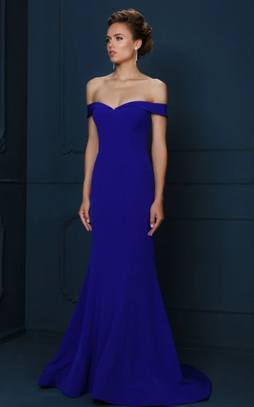 Strapless Jersey Evening Dress With Brush Train