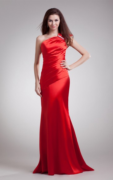 Shining One Shoulder Sleeveless Brush Train Special Occasion Dresses