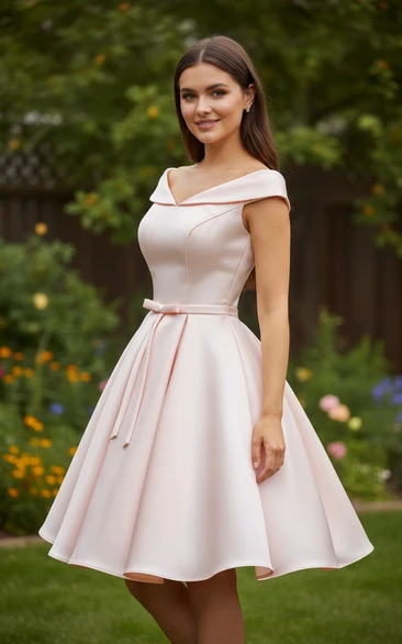 Classic Satin Tea-Length Homecoming Dress