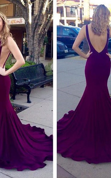 Glamorous Sleeveless Mermaid Prom Dresses Sweep Train