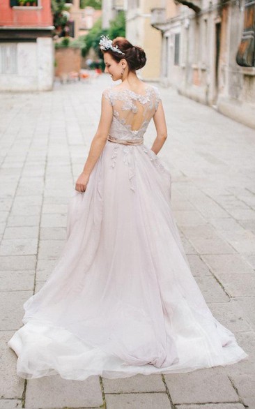 Romantic Lace Wedding In Lavender Shade Bridal Dress