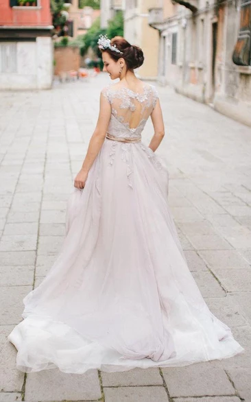 Romantic Lace Wedding In Lavender Shade Bridal Dress