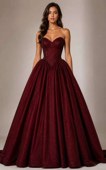 Princess Ball Gown Sweetheart Satin Quinceanera Dress with Pleats