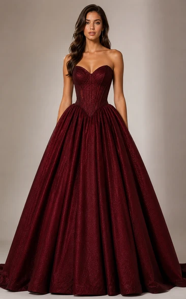 Princess Ball Gown Sweetheart Satin Quinceanera Dress with Pleats