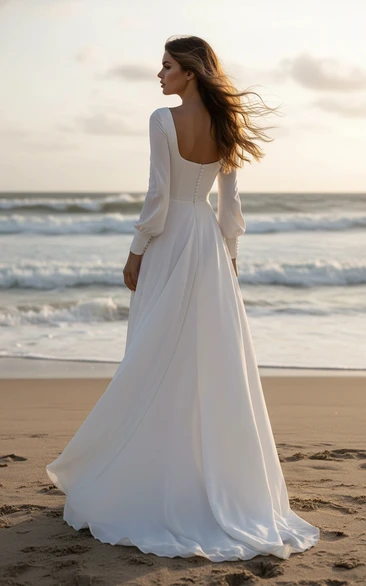 Regency Inspired Square Neck Bridal Dress