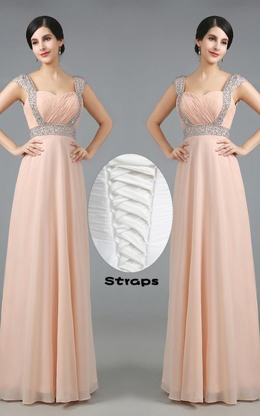 Glamorous Sweetheart Crystals Chiffon Prom Dress Long Lace Up