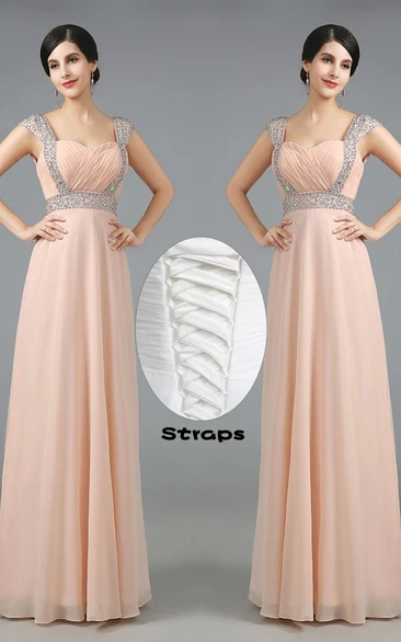 Glamorous Sweetheart Crystals Chiffon Prom Dress Long Lace Up