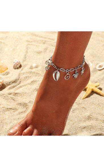 Beach Wedding Cute Anklet with Shell Starfish and Sea Turtle