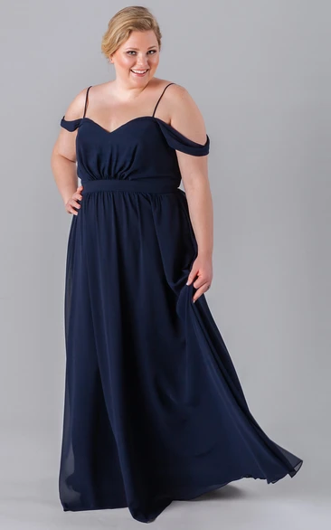 Spaghetti Sleeveless Chiffon Bridesmaid Dress With Low-V Back