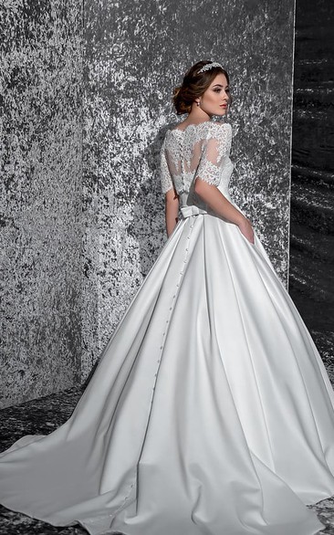 Floor Length Off-The-Shoulder A-Line Dresses With Slit Taupe main image 1