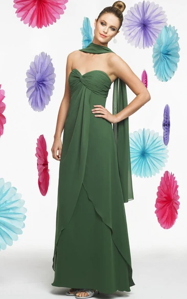 Floor-Length Sleeveless Empire Criss-Cross Sweetheart Chiffon Bridesmaid Dress