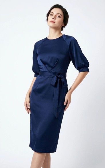 Navy Blue Retro Pencil Wedding Guest Dress