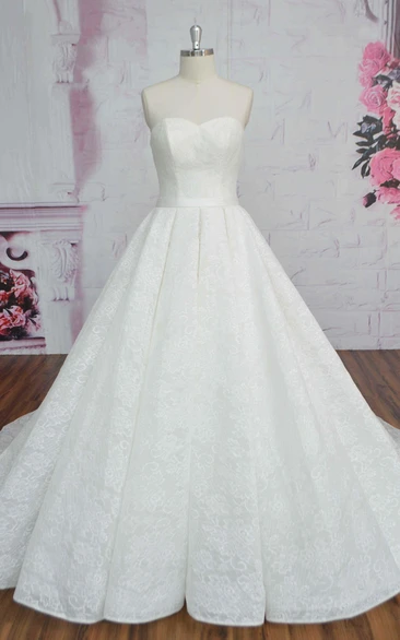 Sweetheart Lace Sleeveless Wedding Dress Styles Ballgown With Sash And Ruching Lace-up Corset