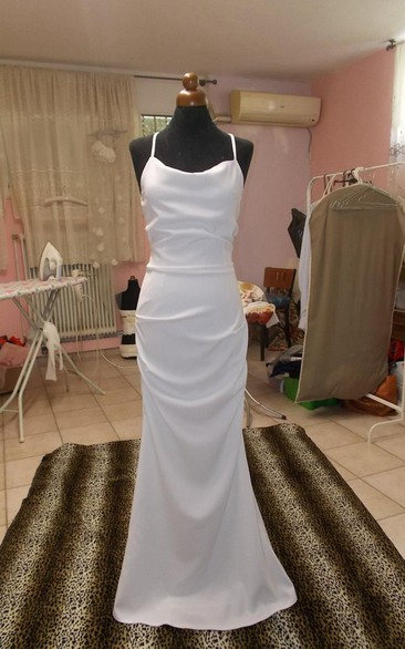 Satin Sheath Sleeveless Long Dress With Spaghetti Straps