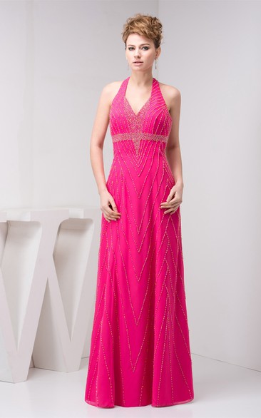 Sleeveless Maxi Stress and Dress With Halter