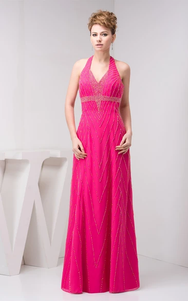 Sleeveless Maxi Stress and Dress With Halter
