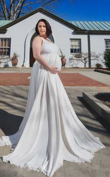 A-line Sleeveless Empire Maternity Wedding Dress
