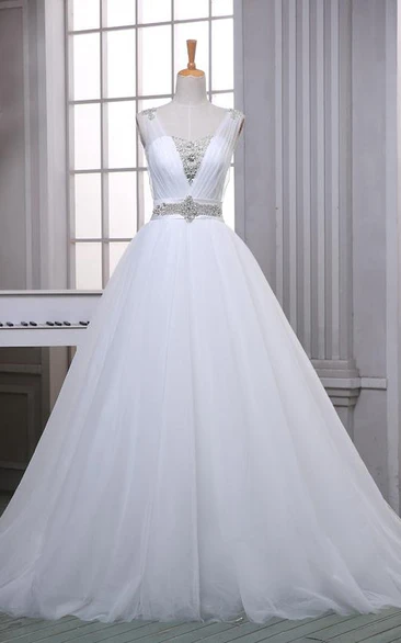 A-Line Ball Gown Floor-Length Off-The-Shoulder One-Shoulder Sweetheart Beading Corset Back Tulle Lace Satin Dress