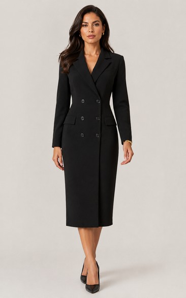 Black Notched Pencil Mother of the Bride Dress
