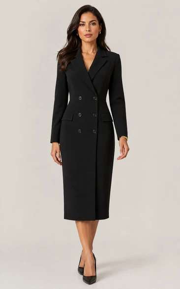 Black Notched Pencil Mother of the Bride Dress